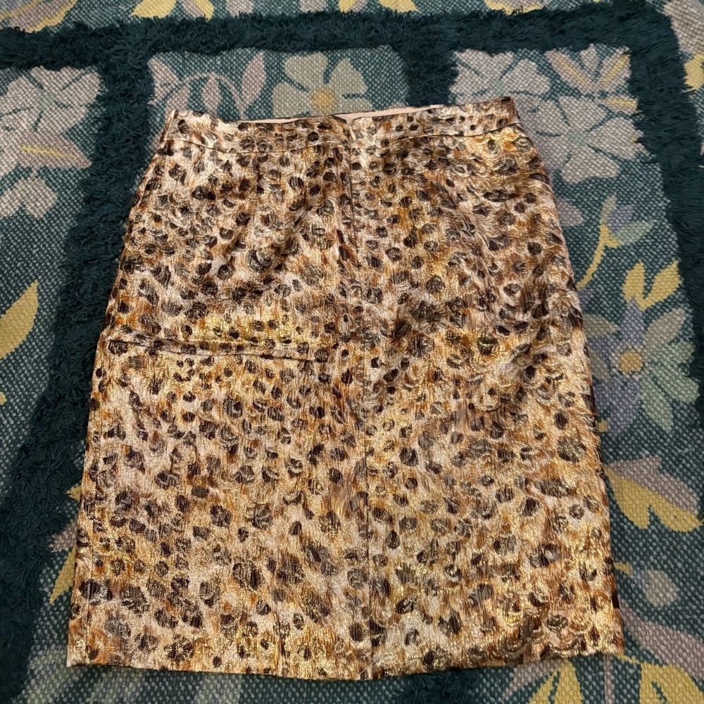 NWOT J. Crew Collection Pencil Skirt Cheetah Brocade Size 4